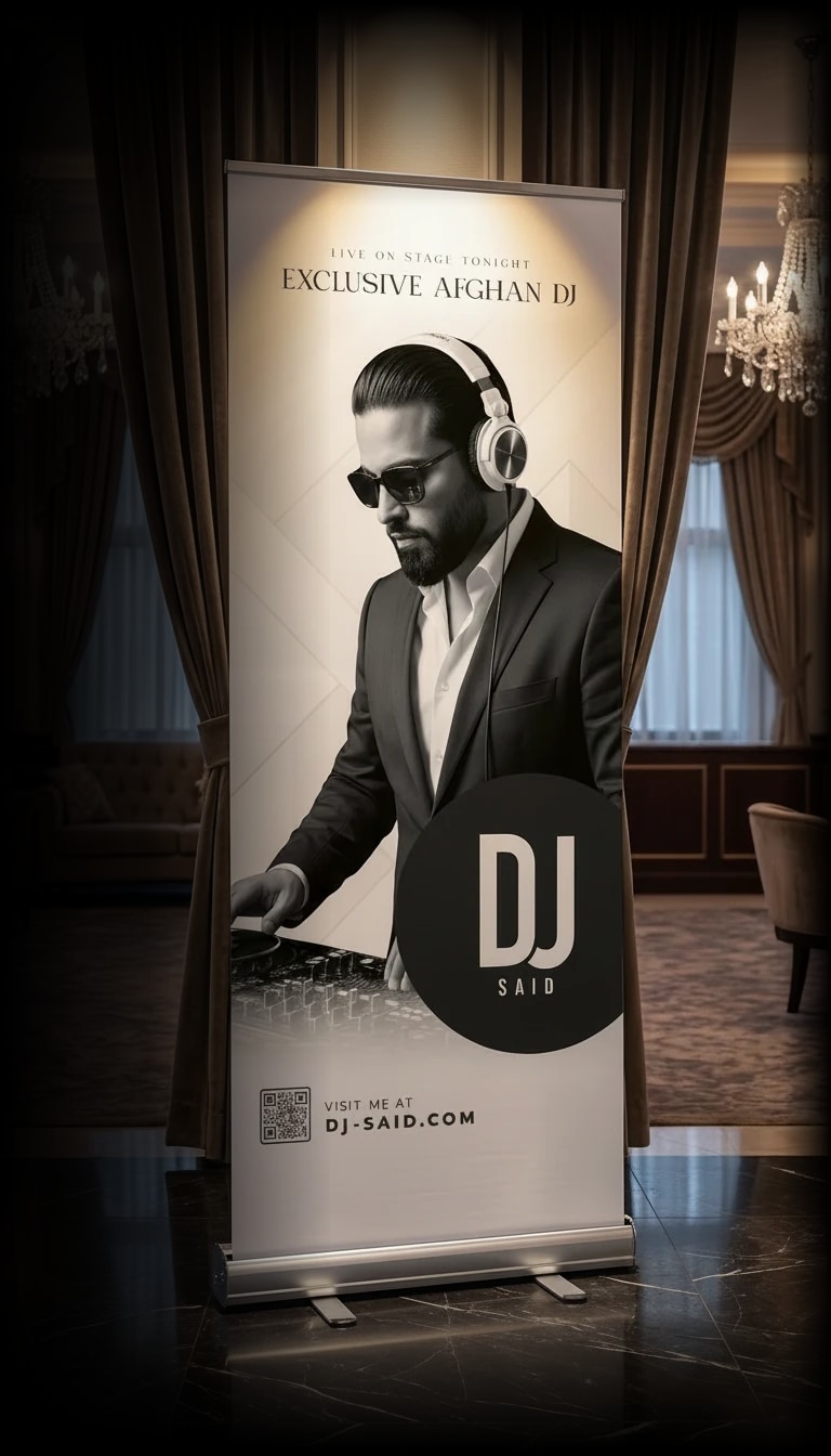 Roll-up-Banner von DJ Said im Festsaal